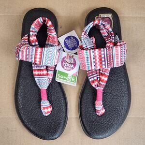 Sanuk Yoga Sling 2 Prints Sandals Women’s SZ 8 Multi-Color Geometric Comfort NEW